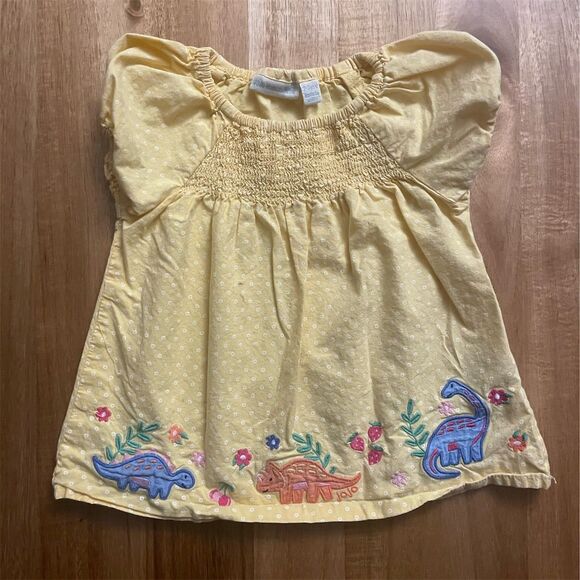 JoJo Maman Bebe Other - JoJo Maman Bebe Yellow Dinosaur Smocked Shirt 2-3Y